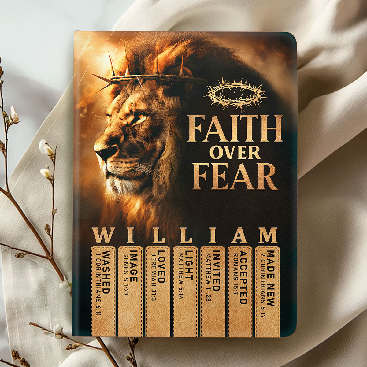 Faith Over Fear | Personalized Leather Cover Notebook