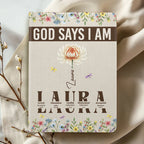 God Says I Am Floral Blessings | Personalized Leather Cover Notebook