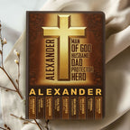 Man Of God Husband Dad Protector Hero | Personalized Leather Cover Notebook
