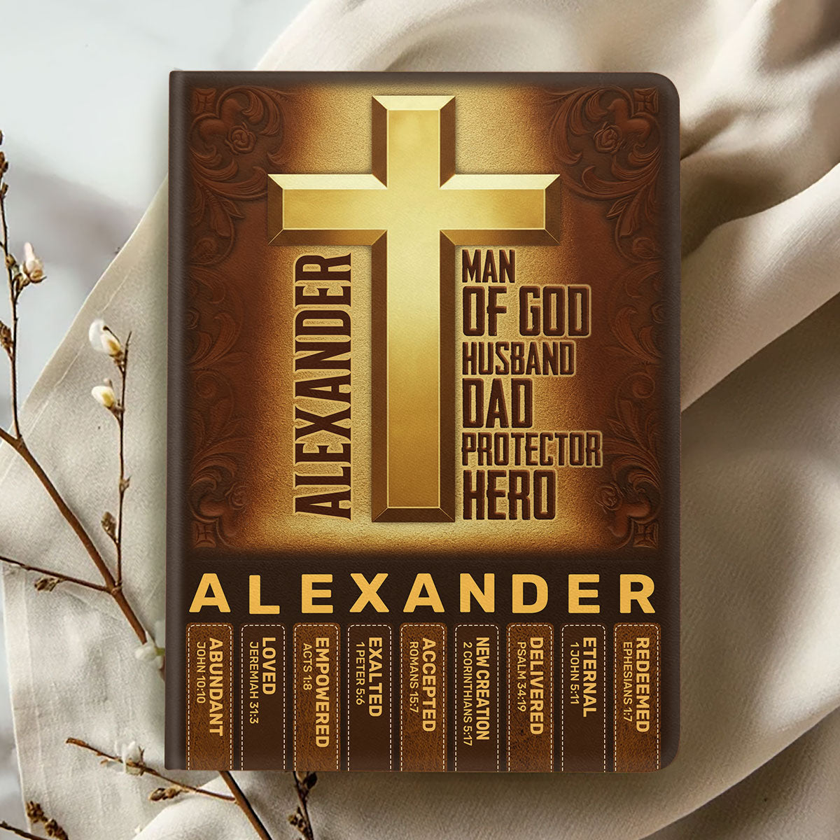 Man Of God Husband Dad Protector Hero | Personalized Leather Cover Notebook