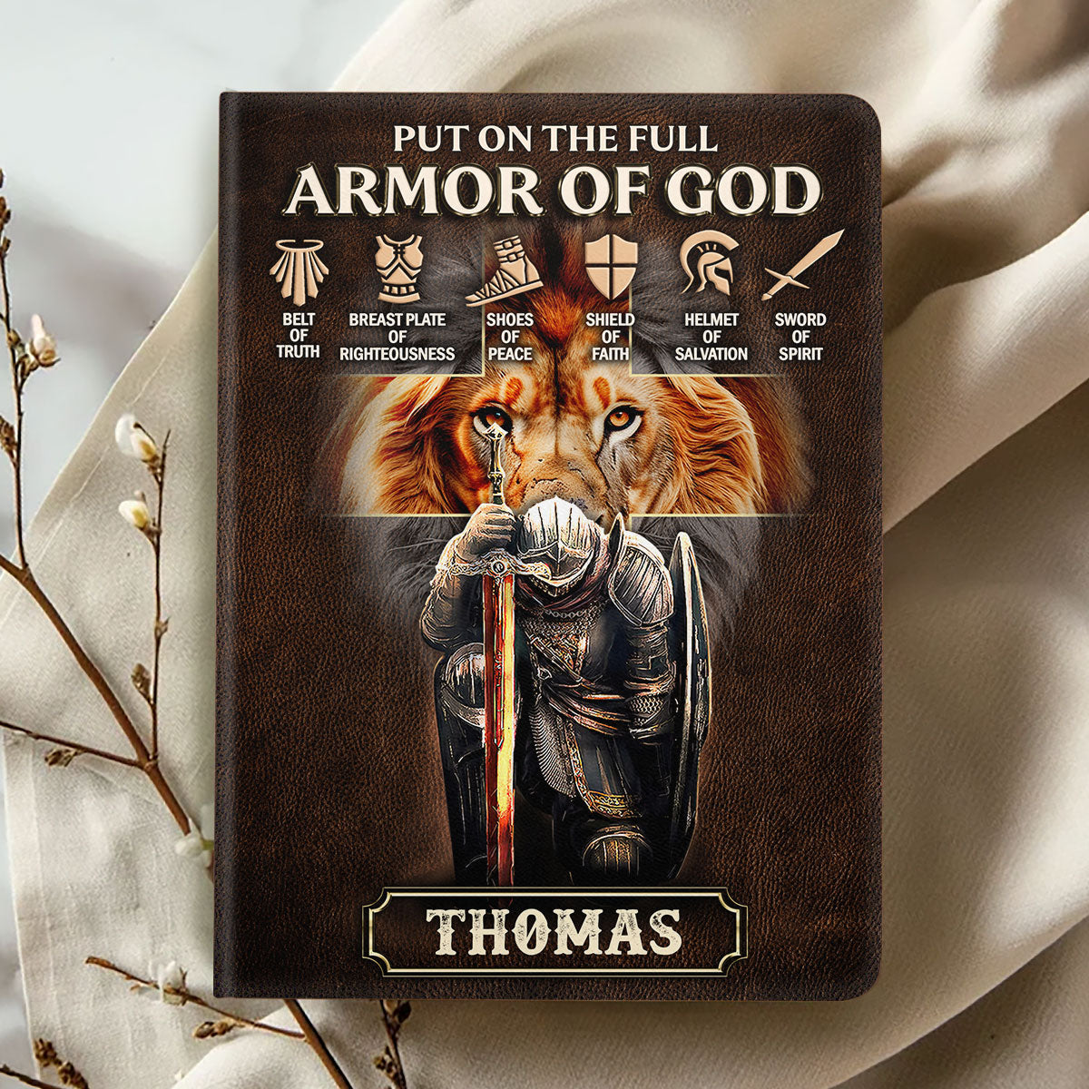 Put On The Full Armor Of God | Personalized Leather Cover Notebook