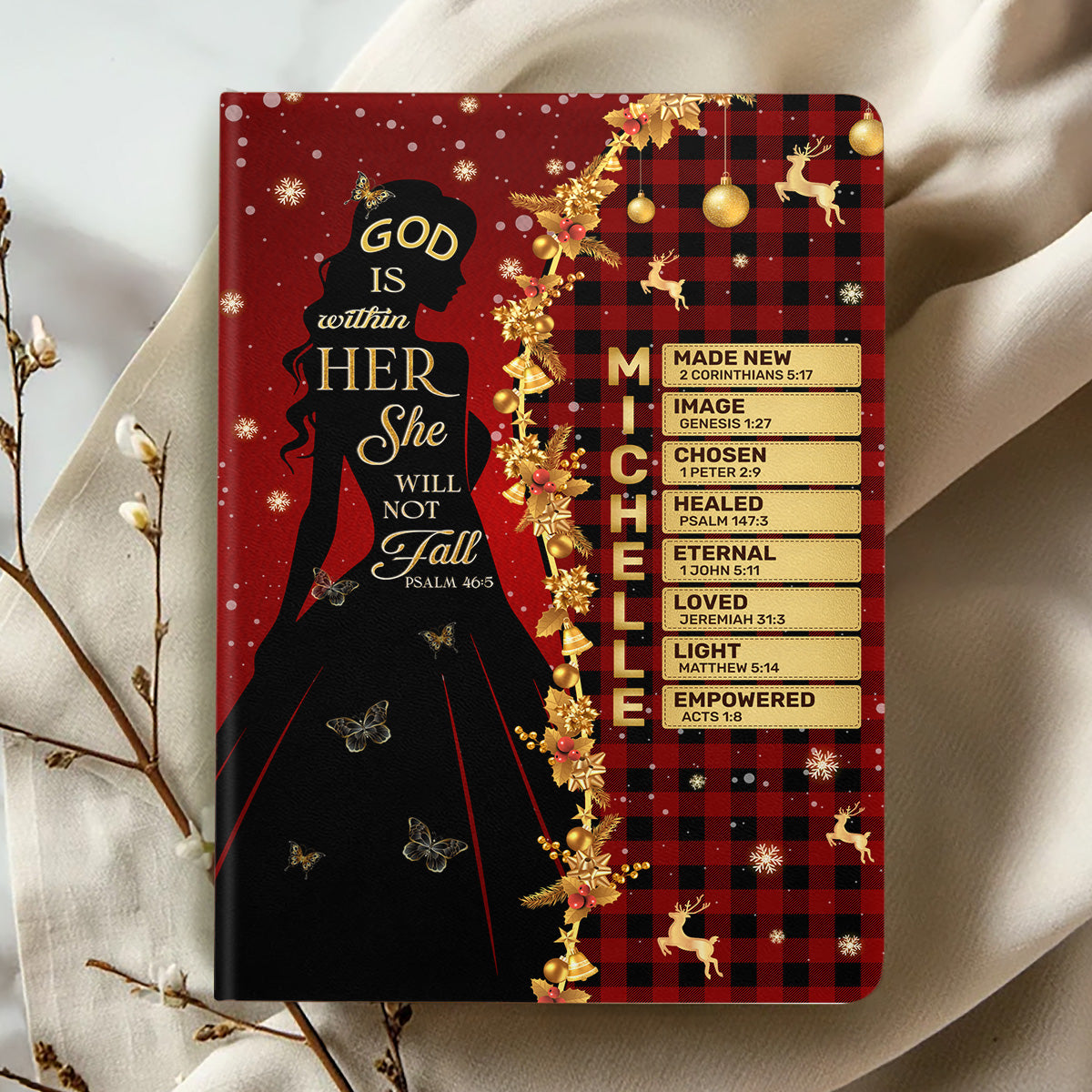 God Is Within Her She Will Not Fall | Personalized Leather Cover Notebook