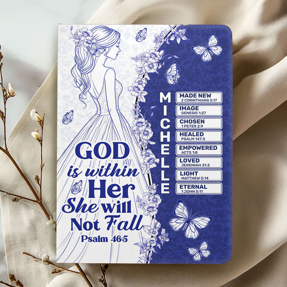 God Is Within Her She Will Not Fall | Personalized Leather Cover Notebook