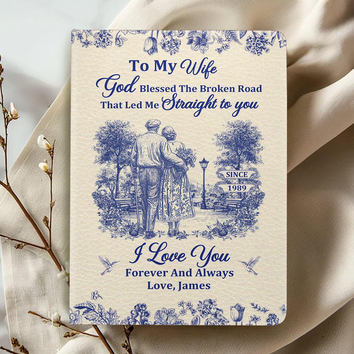 God Blessed The Broken Road | Personalized Leather Cover Notebook
