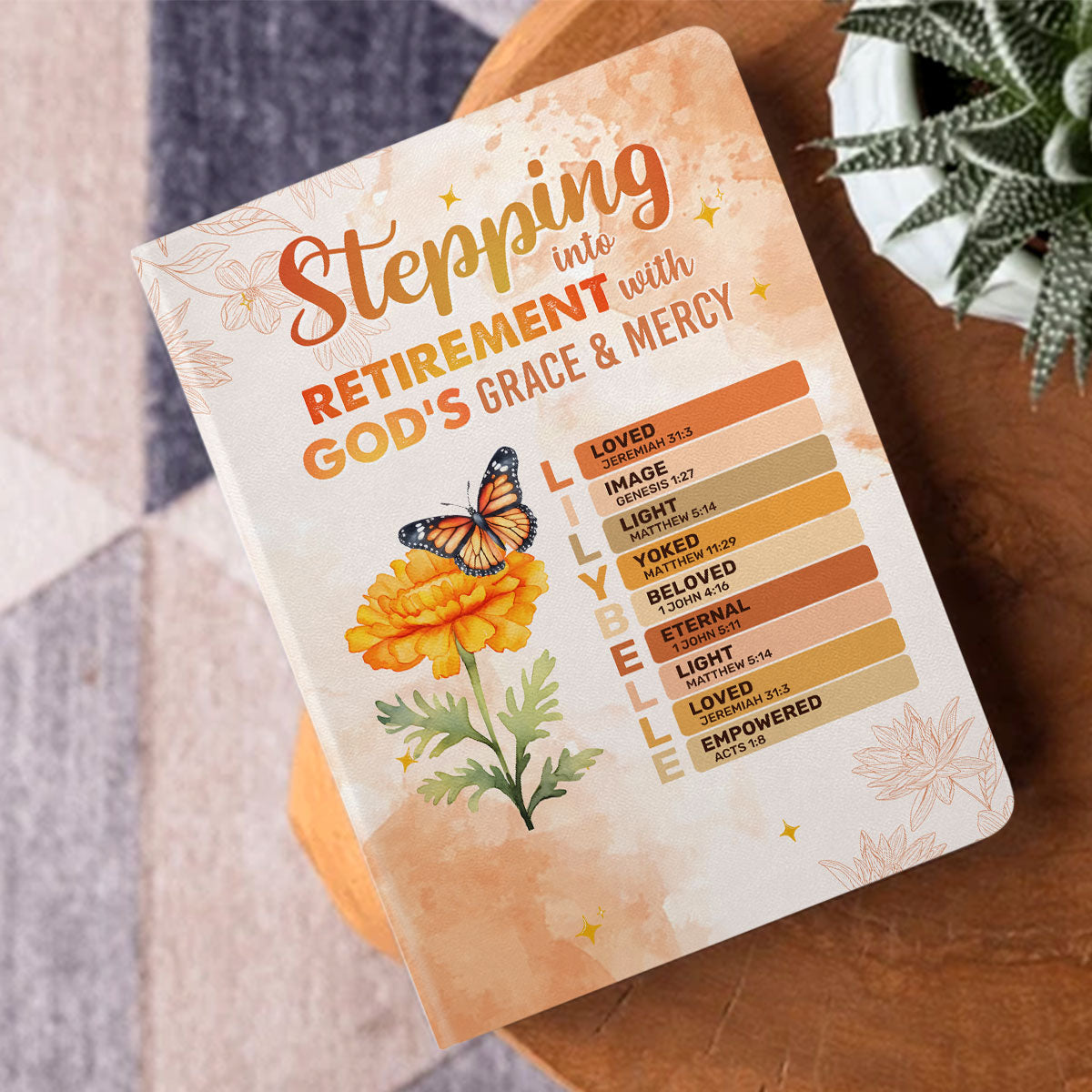 Stepping Into Retirement With God’s Grace & Mercy | Personalized Leather Cover Notebook