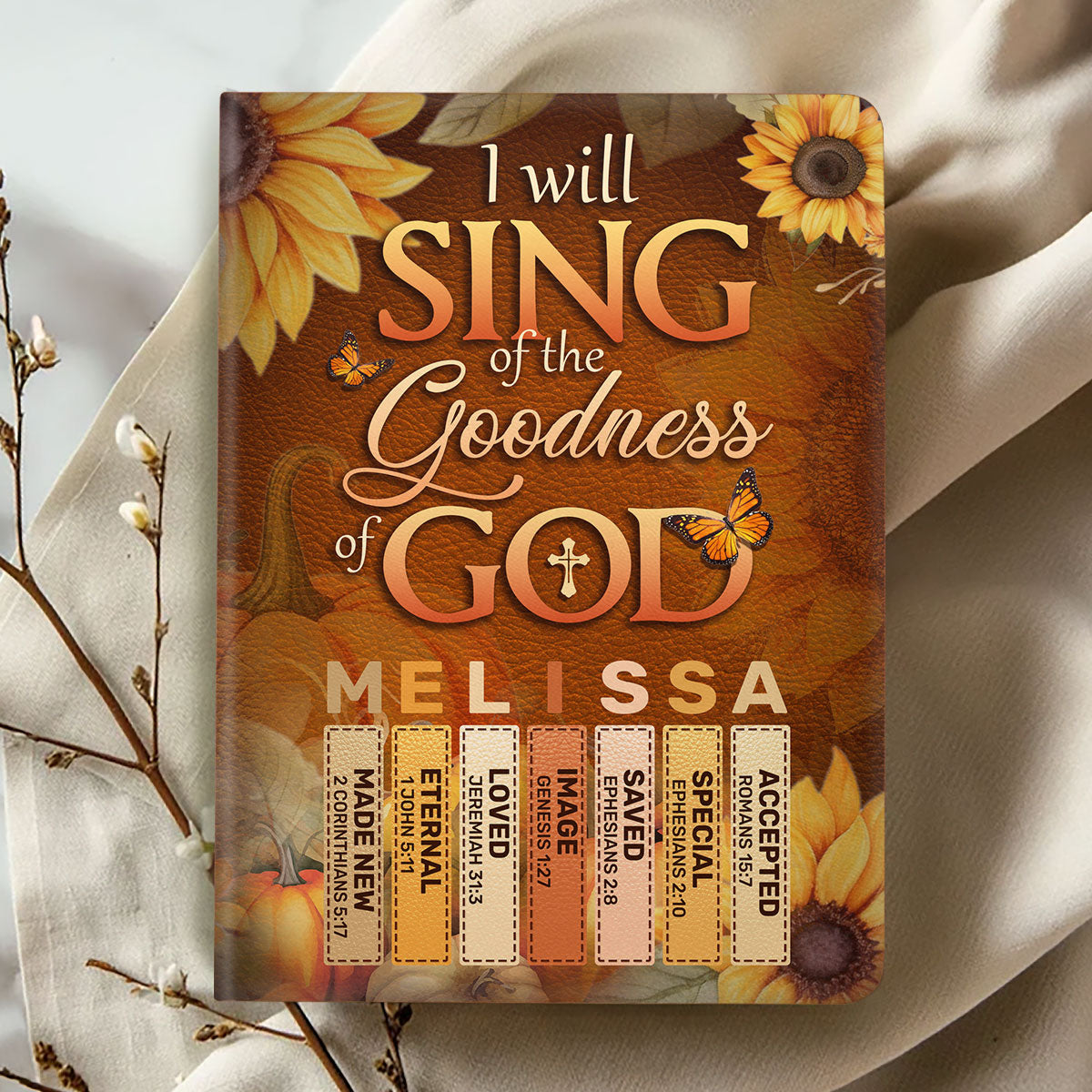 I Will Sing Of The Goodness Of God | Personalized Leather Cover Notebook
