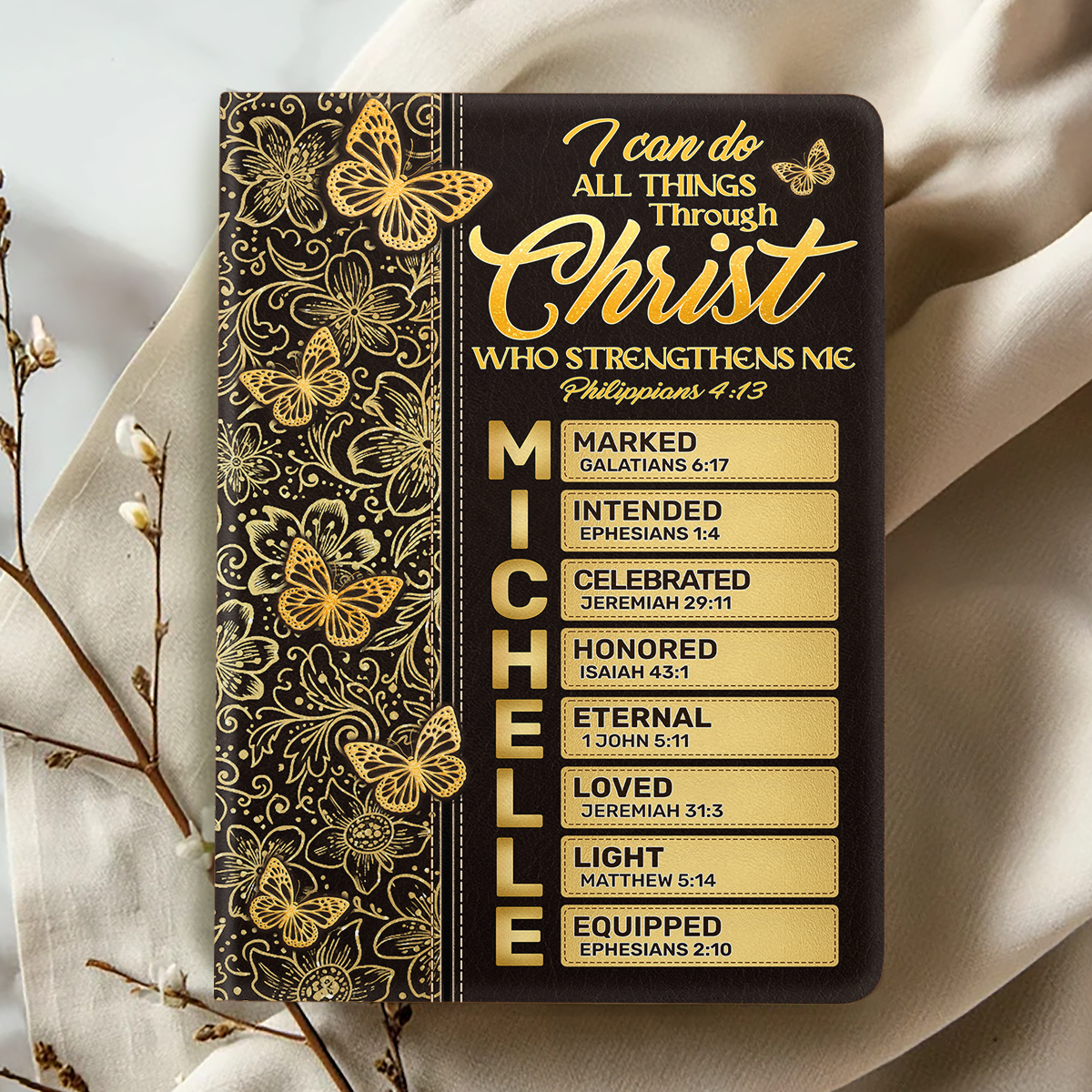I Can Do All Things Through Christ Who Strengthens Me  | Personalized Leather Cover Notebook