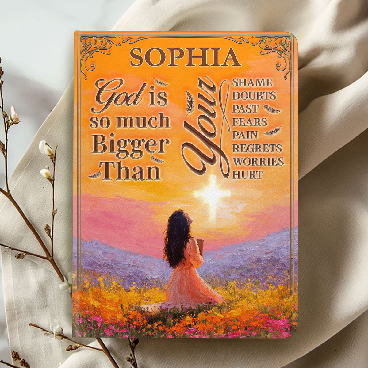 God Is So Much Bigger Than | Personalized Leather Cover Notebook