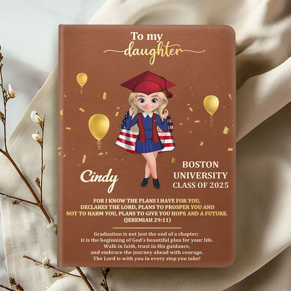 The Lord Is With You In Every Step You Take | Personalized Leather Cover Notebook