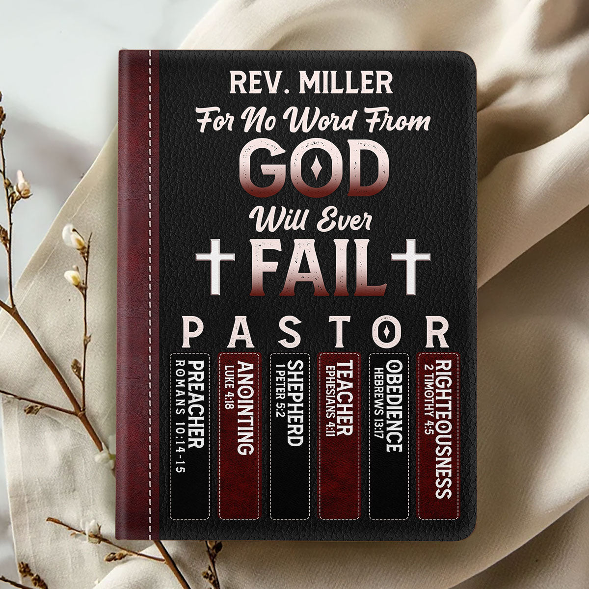For No Word From God Will Ever Fail | Personalized Leather Cover Notebook