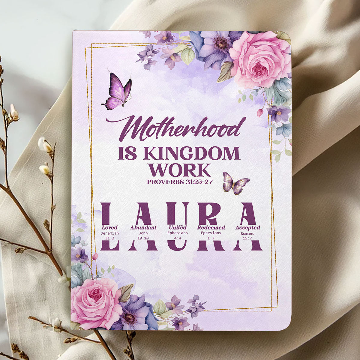 Motherhood is Kingdom Work | Personalized Leather Cover Notebook