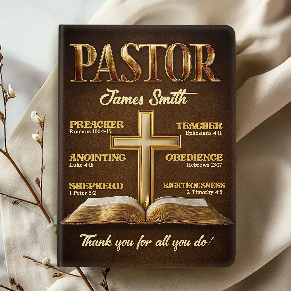 My Preacher, Teacher, & Shepherd | Personalized Leather Cover Notebook