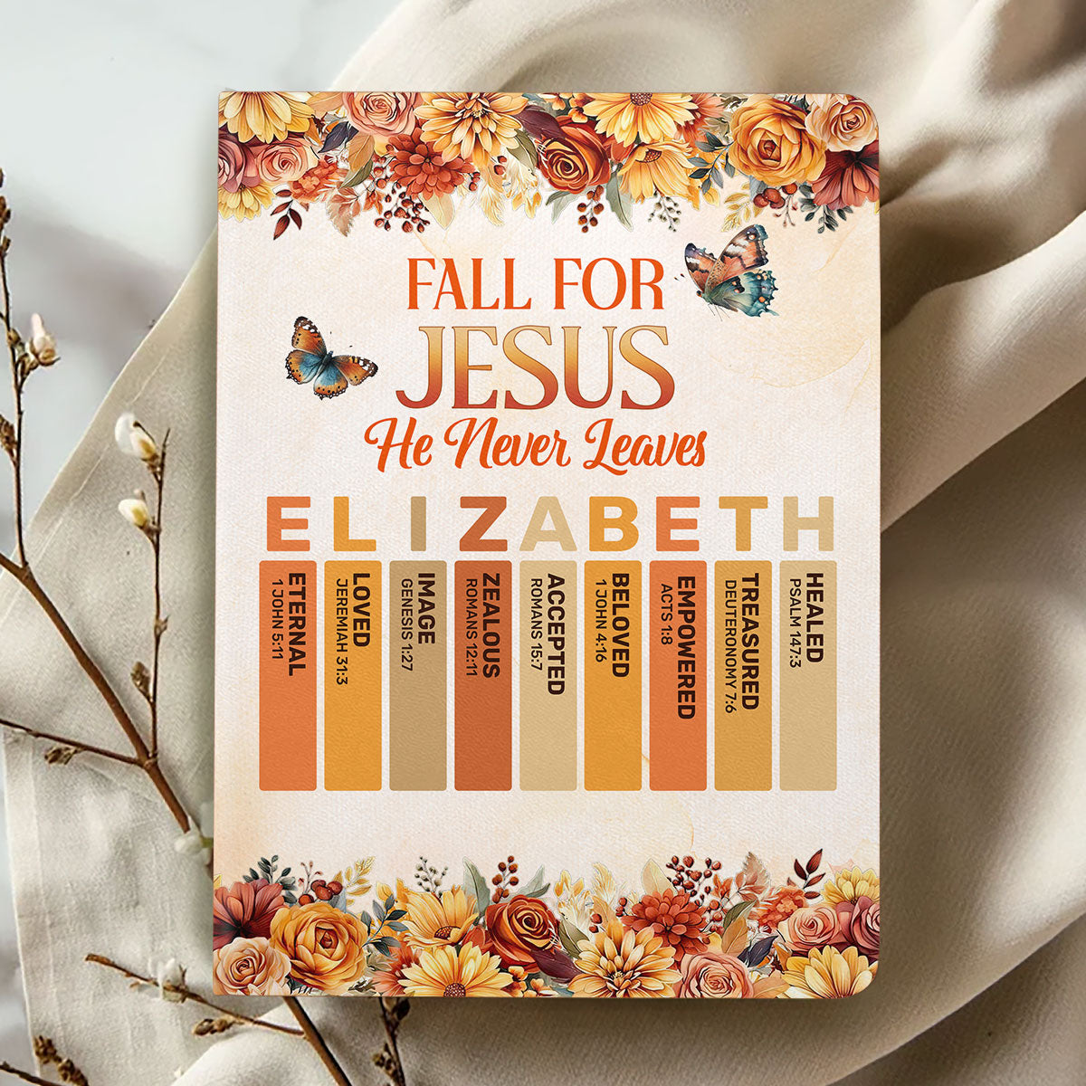 Fall For Jesus He Never Leaves | Personalized Leather Cover Notebook