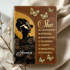 She Is Name | Personalized Leather Cover Notebook