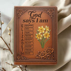 God Says I Am  | Personalized Leather Cover Notebook