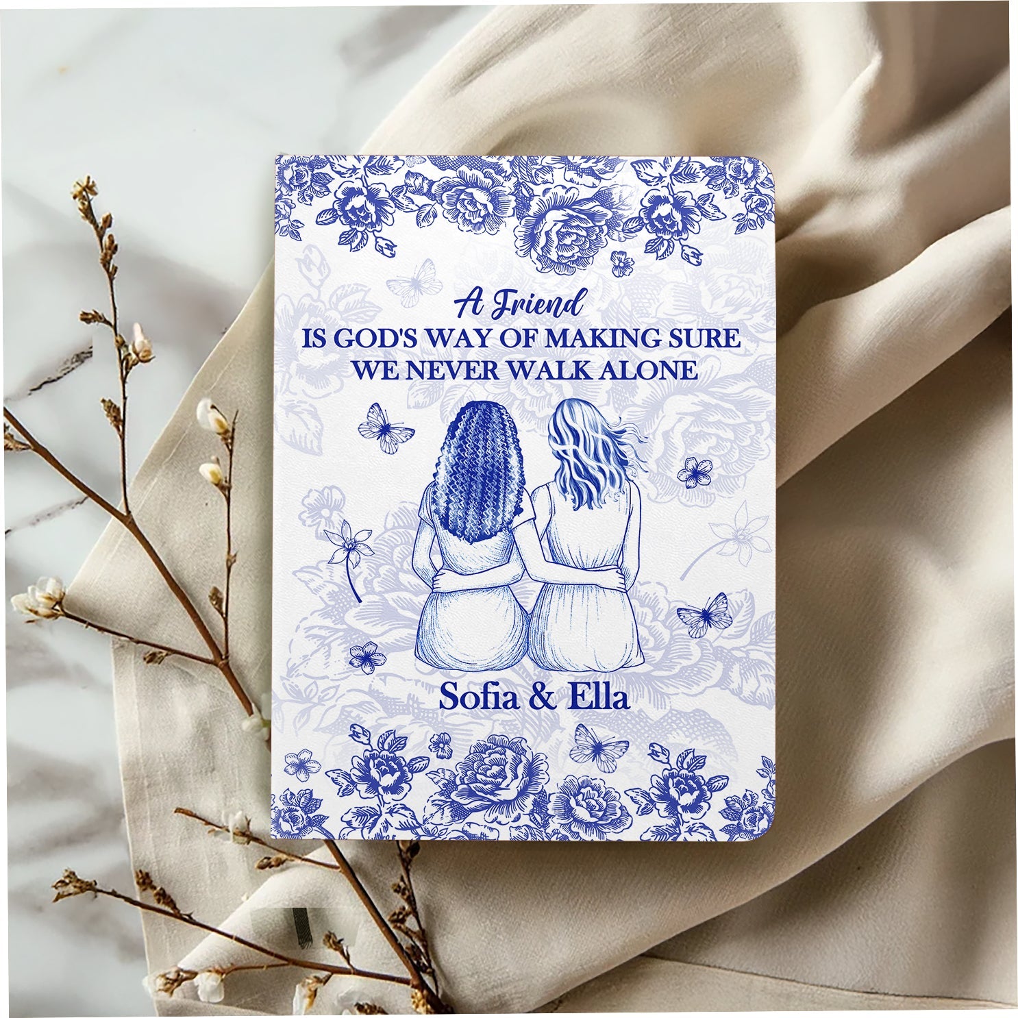 A Friend Is God's Way Of Making Sure We Never Walk Alone | Personalized Leather Cover Notebook