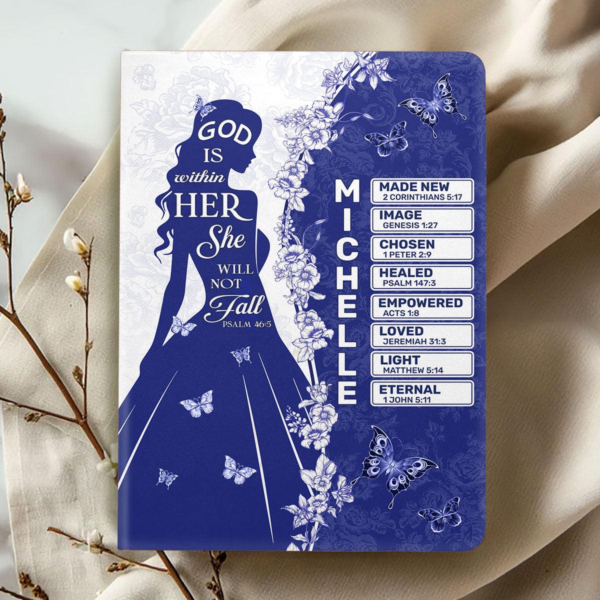 God Is Within Her She Will Not Fall | Personalized Leather Cover Notebook