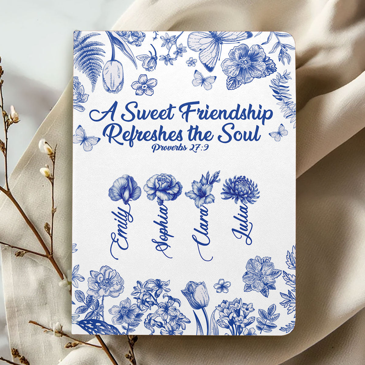 A Sweet Friendship Refreshes the Soul | Personalized Leather Cover Notebook
