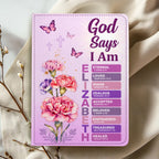 God Says I Am Birth Month Flower | Personalized Leather Cover Notebook