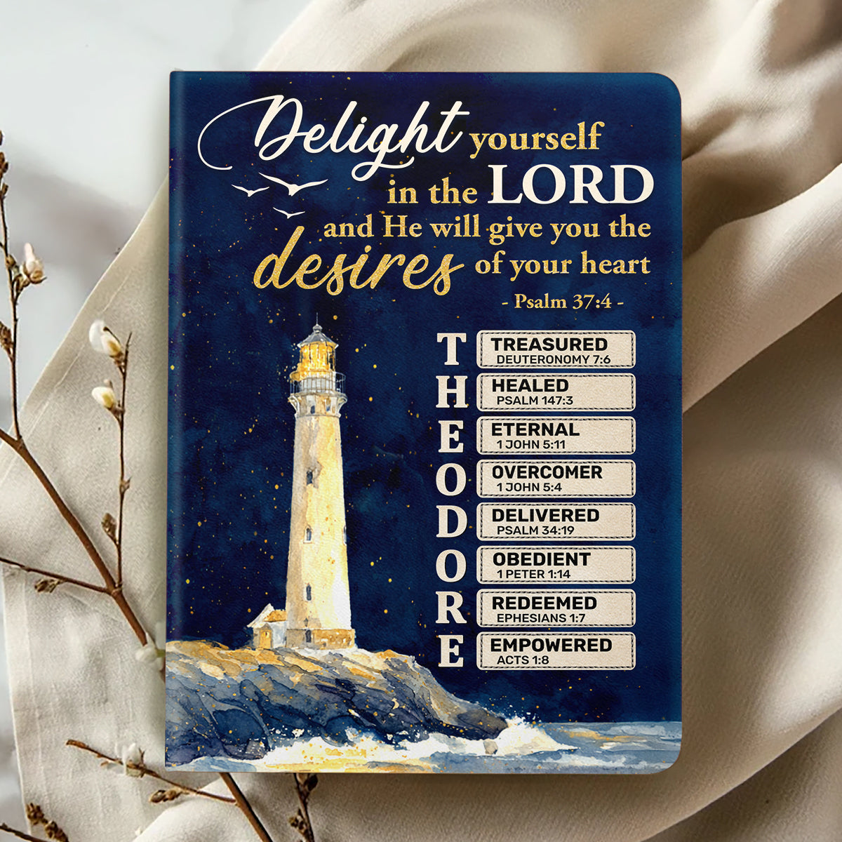Delight Yourself In The Lord | Personalized Leather Cover Notebook