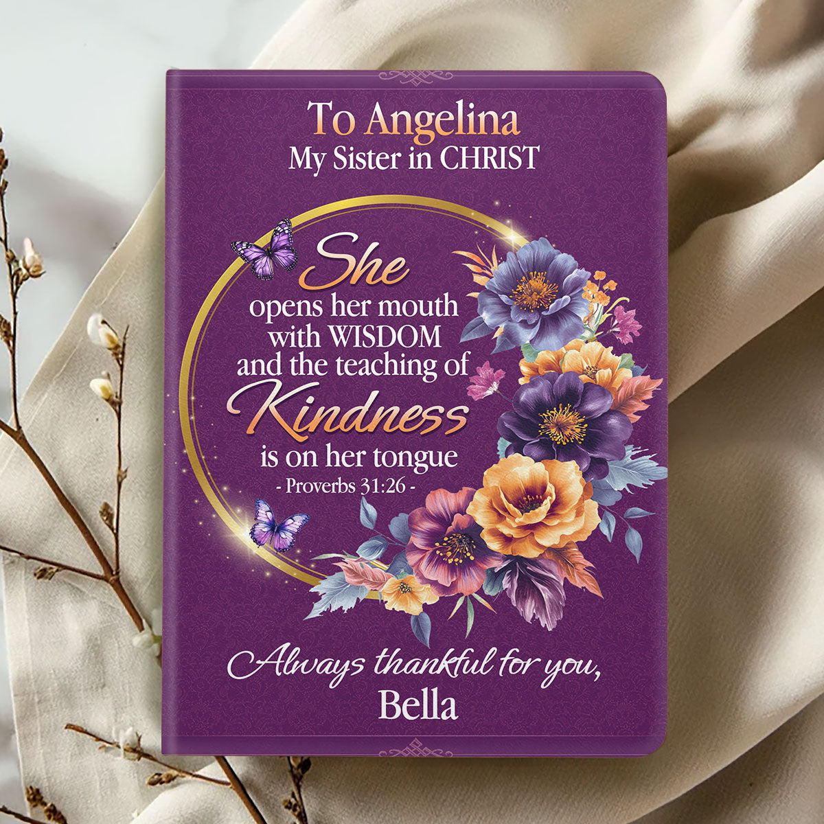 She Opens Her Mouth With Wisdom | Personalized Leather Cover Notebook