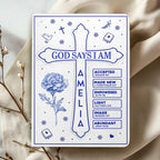 God Says I Am Toile De Jouy Birth Month Flower | Personalized Leather Cover Notebook