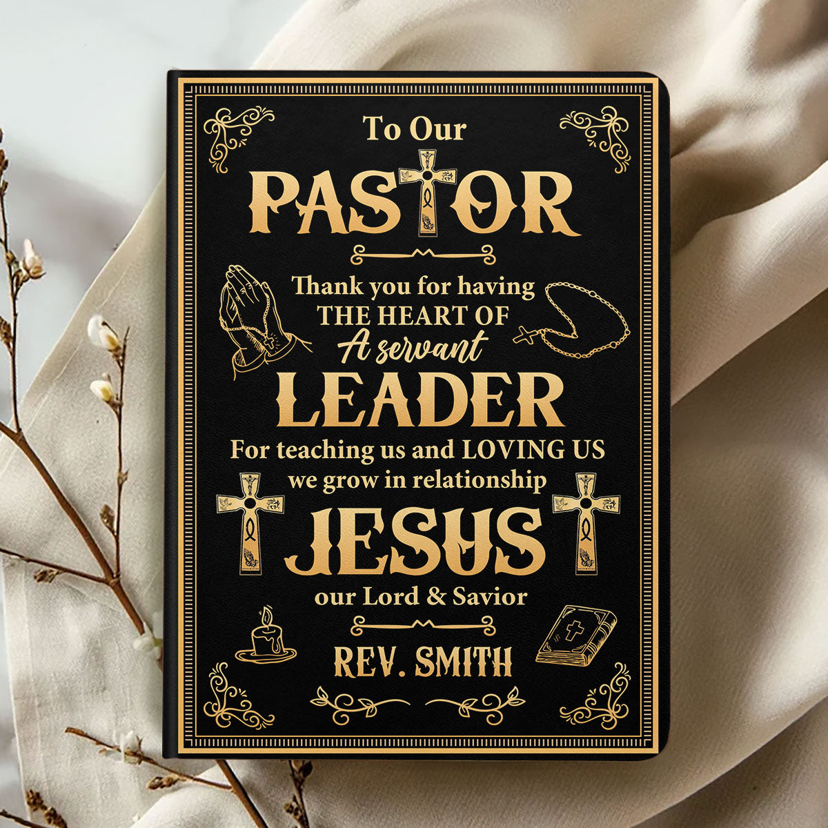 Thank You Pastor | Personalized Leather Cover Notebook