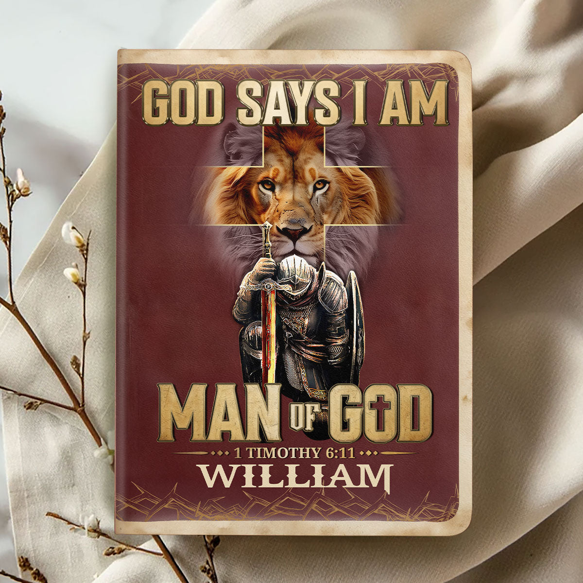 Man Of God Vintage Royal | Personalized Leather Cover Notebook