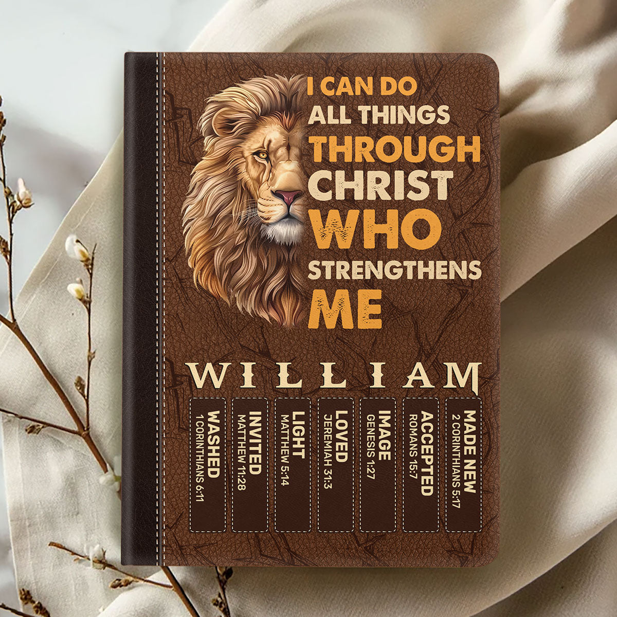 I Can Do All Things Through Christ | Personalized Leather Cover Notebook