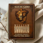 Man Of God Husband Dad Protector Hero | Personalized Leather Cover Notebook