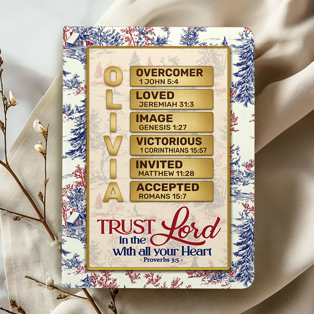 Trust In The Lord With All Your Heart | Personalized Leather Cover Notebook