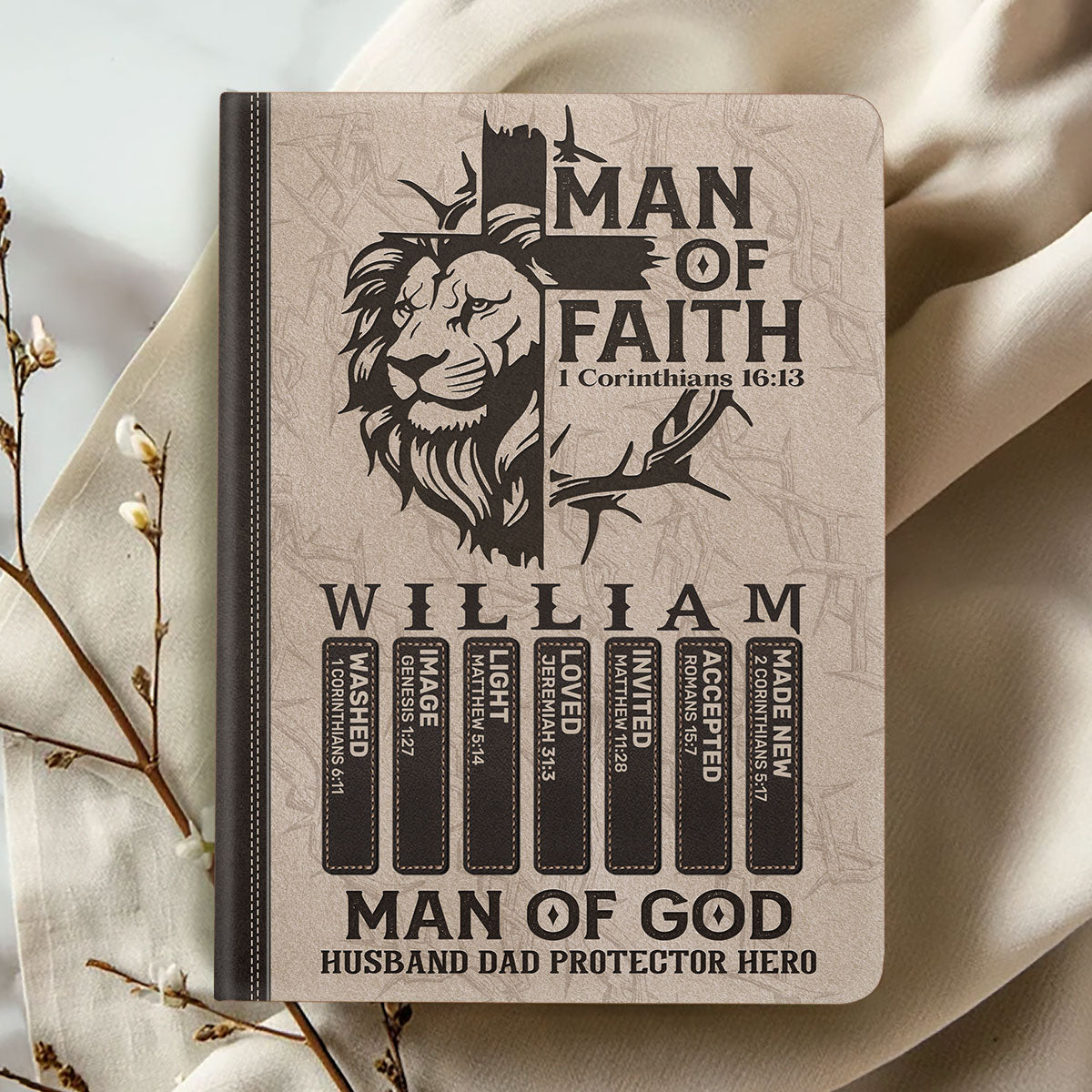 Man Of Faith | Personalized Leather Cover Notebook