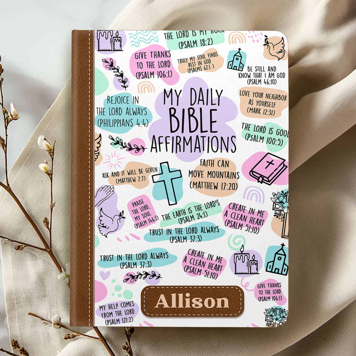 My Daily Bible Affirmations | Personalized Leather Cover Notebook