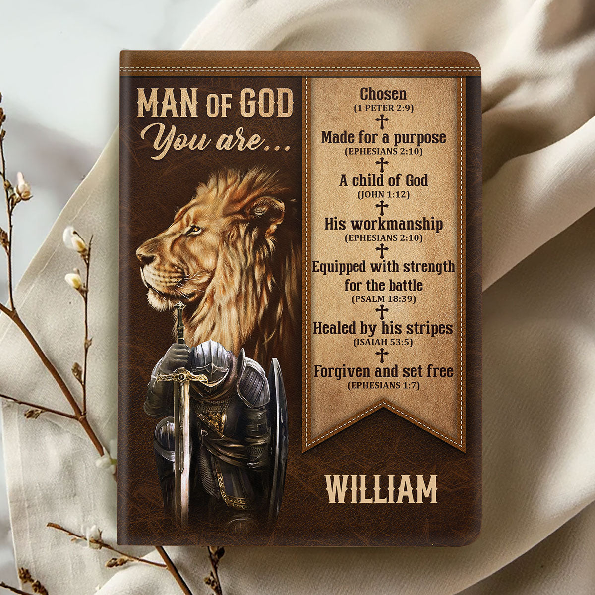 Man Of God Lion of Judah Warrior | Personalized Leather Cover Notebook