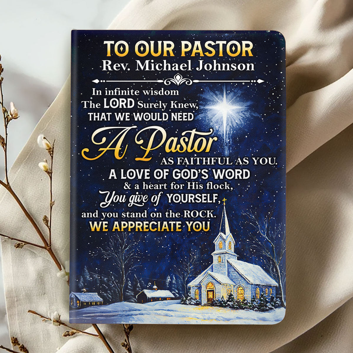 Faithful Pastor Tribute | Personalized Leather Cover Notebook