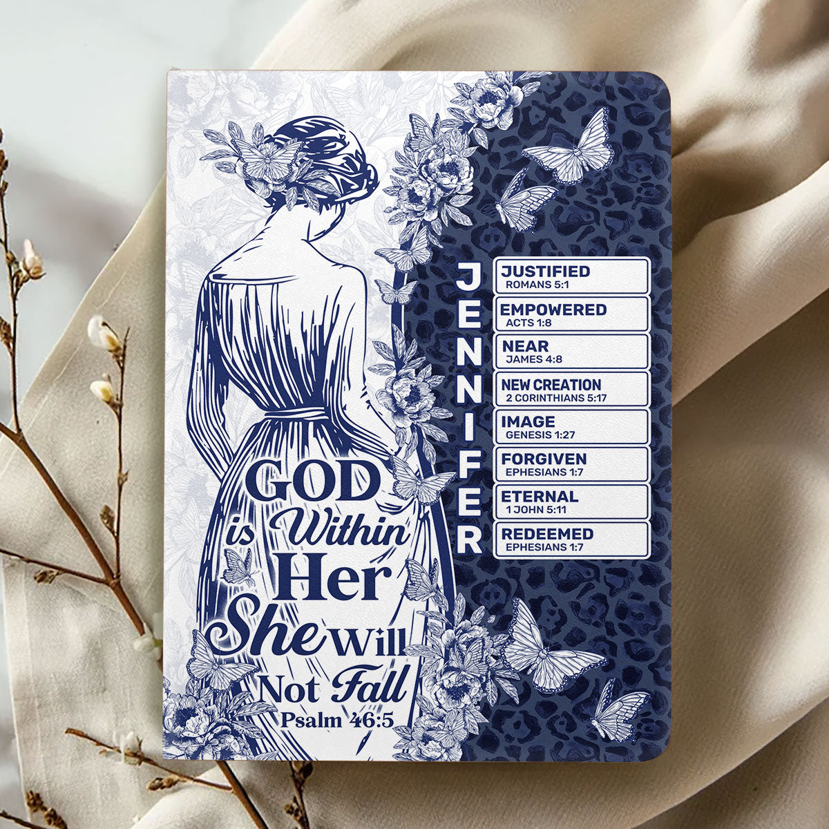 God Is Within Her She Will Not Fall | Personalized Leather Cover Notebook