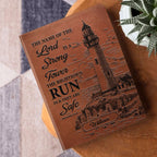 The Name Of The Lord Is A Strong Tower | Personalized Leather Cover Notebook