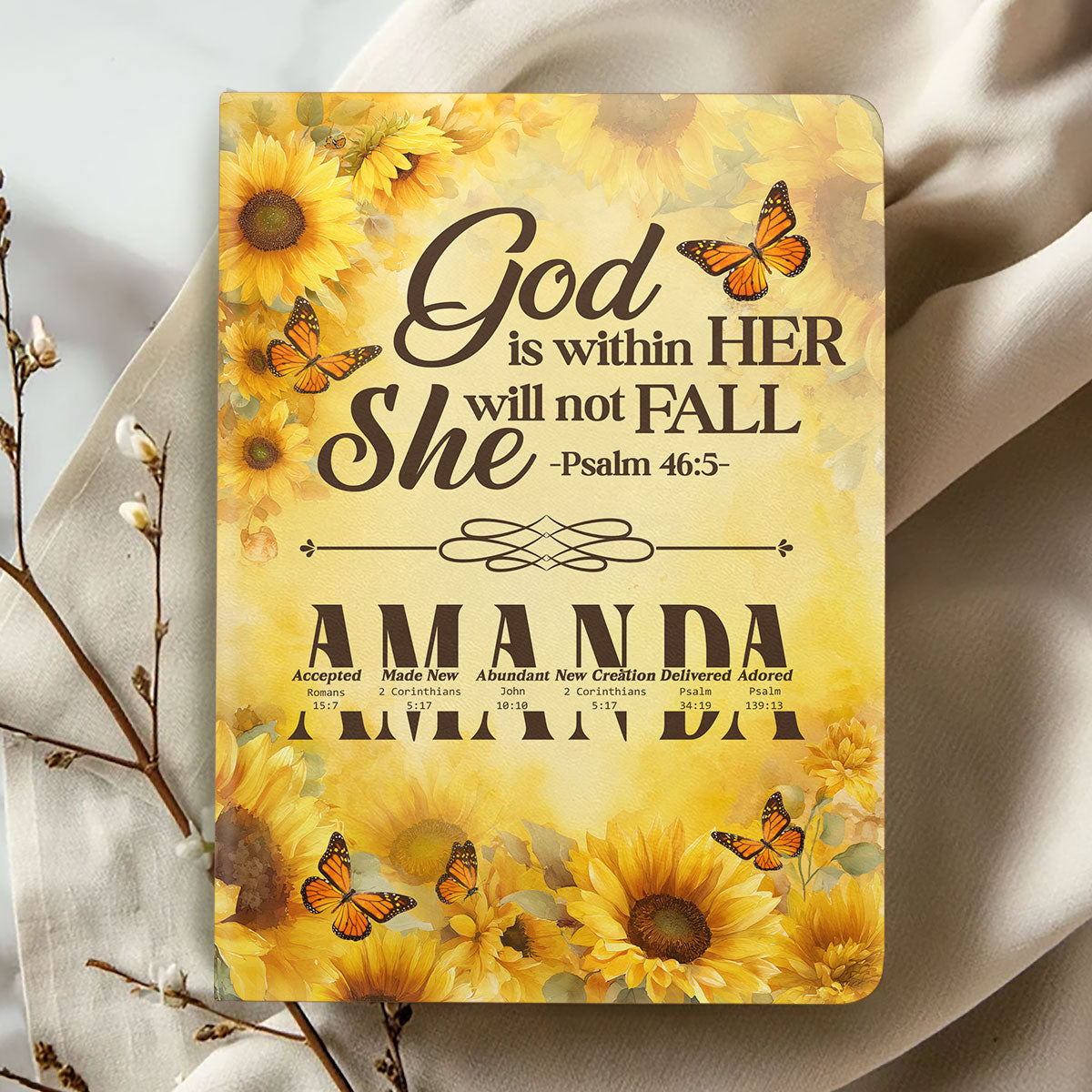 God Is Within Her She Will Not Fall  | Personalized Leather Cover Notebook