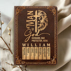 Man Of God Husband Dad Protector Hero | Personalized Leather Cover Notebook
