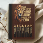 Man Of God Husband Dad Protector Hero | Personalized Leather Cover Notebook