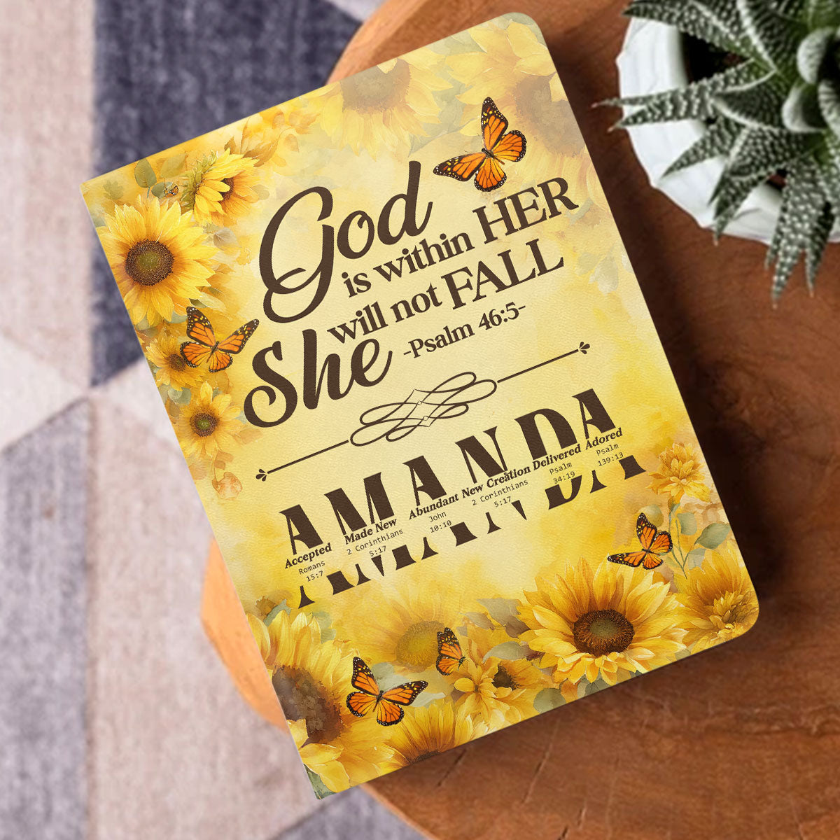 God Is Within Her She Will Not Fall  | Personalized Leather Cover Notebook