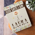 God Says I Am Floral Blessings | Personalized Leather Cover Notebook