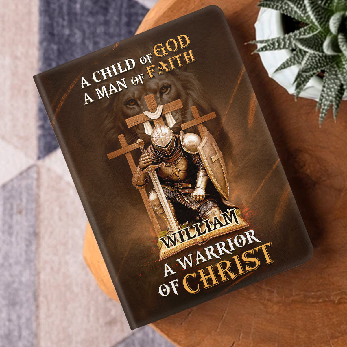 A Child Of God, A Man Of Faith | Personalized Leather Cover Notebook