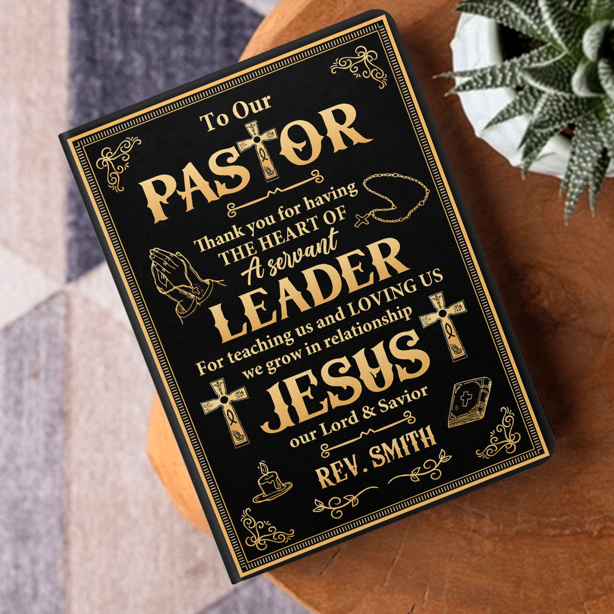 Thank You Pastor | Personalized Leather Cover Notebook