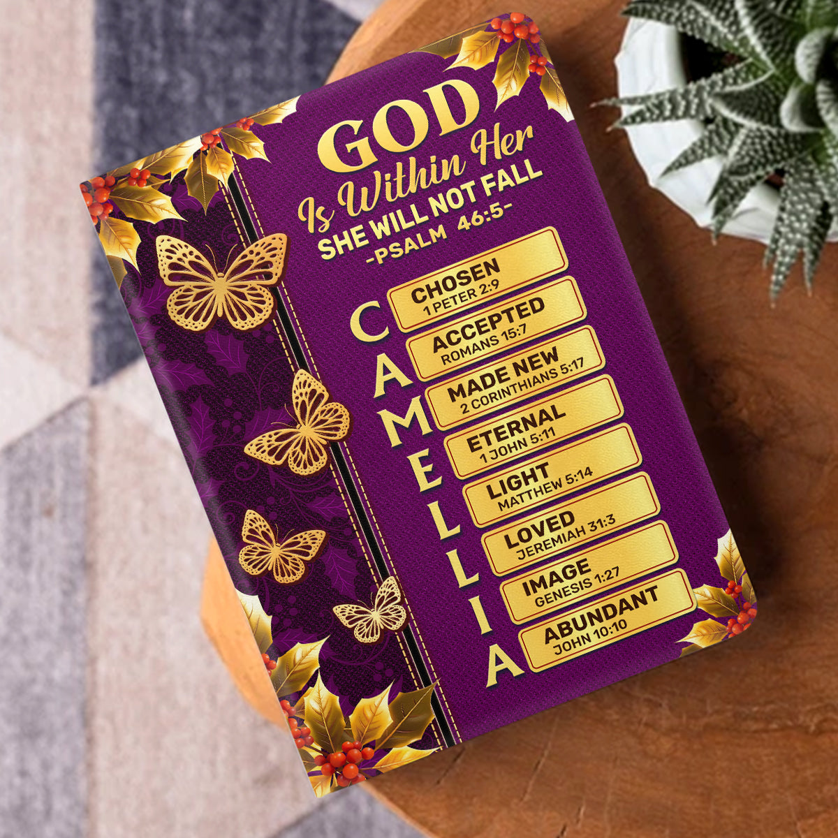 God Is Within Her She Will Not Fall | Personalized Leather Cover Notebook