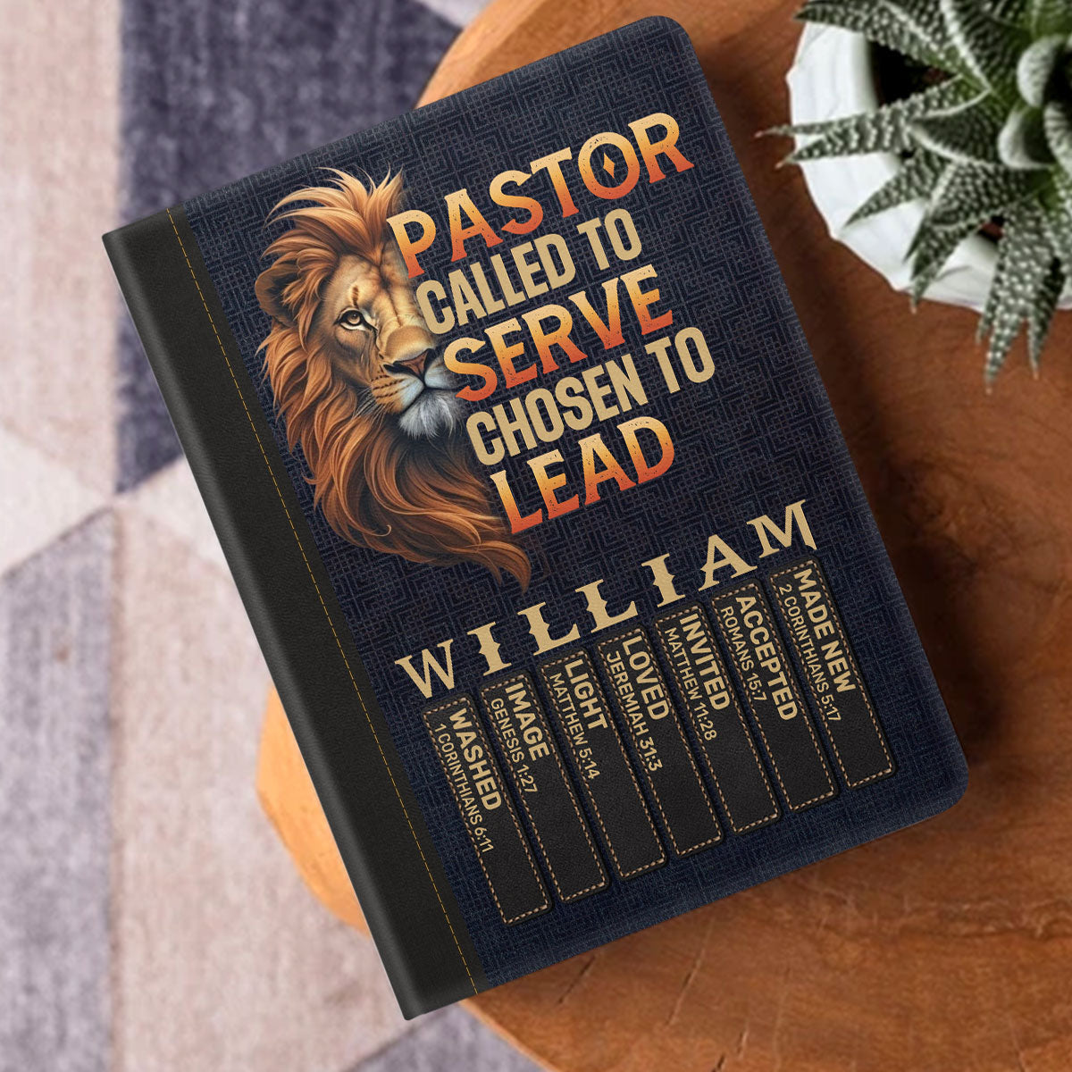 Pastor Called To Serve Chosen To Lead | Personalized Leather Cover Notebook