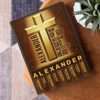 Man Of God Husband Dad Protector Hero | Personalized Leather Cover Notebook