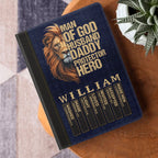 Man Of God Husband Dad Protector Hero | Personalized Leather Cover Notebook