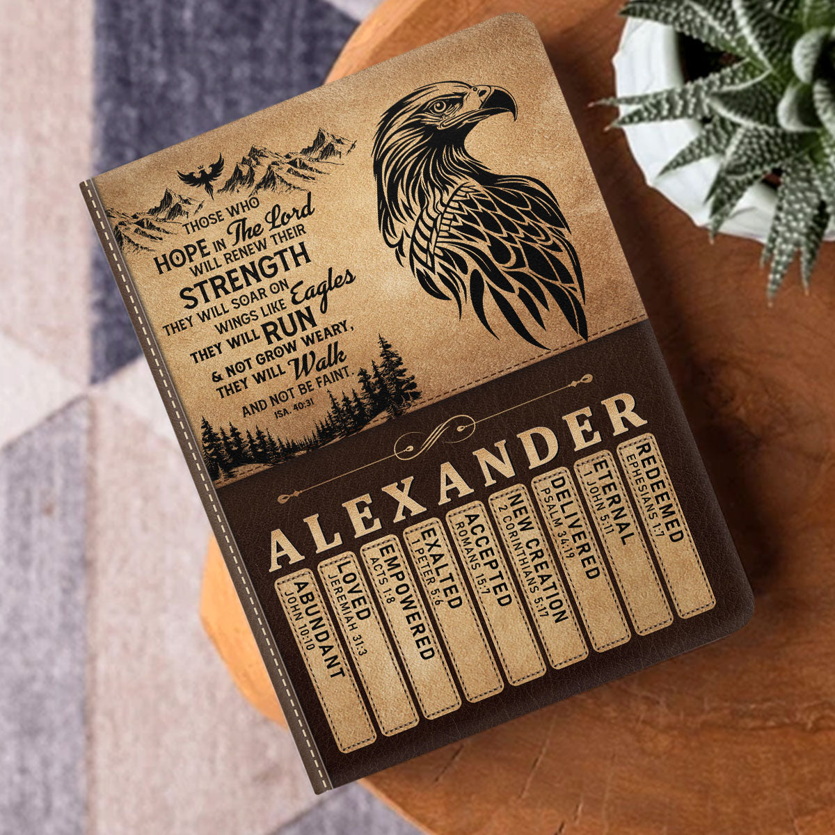 Soar On Wings Like Eagles  | Personalized Leather Cover Notebook