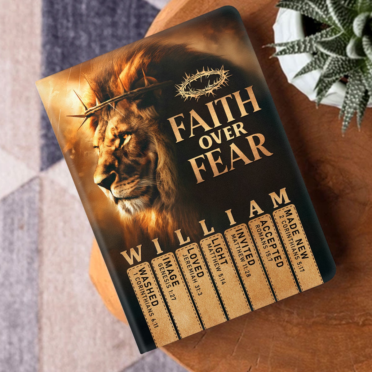 Faith Over Fear | Personalized Leather Cover Notebook